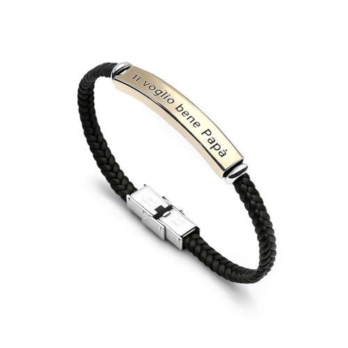 Generico Bracciale Unisex in Acciaio Inossidabile con Incisione Personalizzata – Targhetta Incidibile con Nome, Frase o Data – Idea Regalo Originale (Oro)