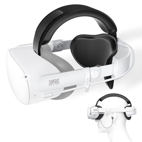 SUPERUS Cinturino per Testa con Batteria per Quest 2 con Auricolari - Ricambio per Cinturino Elite Regolabile per Meta/Oculus Quest 2 Accessori - Estende Tempo Gioco e Riduce Pressione sulla Testa