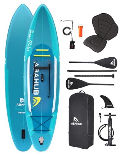 Abahub Tavola SUP Gonfiabile, 320x78x15cm Set Tavola Stand Up Paddle, Blu/Verde/Arancione/Rosso con Pagaia in Alluminio Regolabile, Sedile Kayak, per Kayak, Canoa, Pesca (Verde scuro)