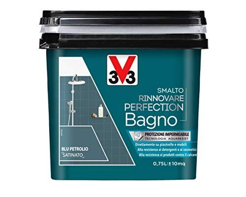V33 Smalto Rinnovare Perfection Bagno Blu Petrolio Satinato 0,75 L