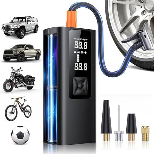 Compressore Aria Portatile, 150PSI & 10000mah Mini Compressore Portatile, 3X Velocità Gonfiatore Elettrico con Schermo LCD Digitale, 5 Modalità, Pompa per Bicicletta, Auto, Moto, Monopattino, Palloni