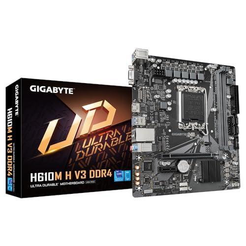 Gigabyte Scheda madre H610M H V3 DDR4 - Supporta CPU Intel Core 14, 4+1+1 fasi ibride VRM digitale, fino a 3200 MHz DDR4, 1xPCIe 3.0 M.2, GbE LAN, USB 3.2 Gen 1