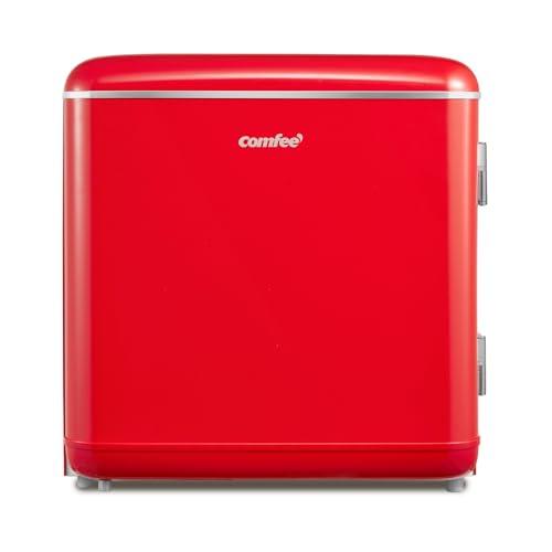 COMFEE' RCD50RE2EURT(E) Frigorifero piccolo 47Litri, Design retrò, Mini frigo tavolo mono porta, Termostato regolabile, Silenzioso, Adatto a casa, ufficio e hotel, Rosso