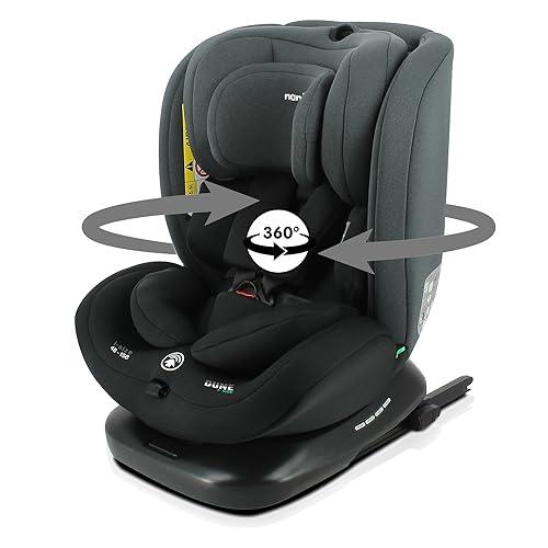 Nania - DUNE Seggiolino auto girevole a 360° I-Size 40-150 cm - Evolutivo dalla nascita a circa 12 anni - Gruppo 0+/1/2/3 - Attacchi isofix - Protezioni laterali
