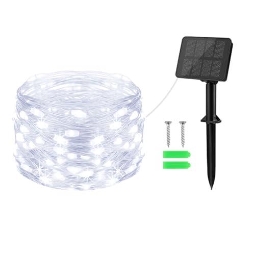 Gcstnn Luci Solari Esterno, 10M 100LED Catena Luminosa Solare 8 Modalità IP65 Impermeabile Stringa Luci da Esterno Per Giardino, Cortile, Patio, Balcone, Matrimonio, Festa Decorazione