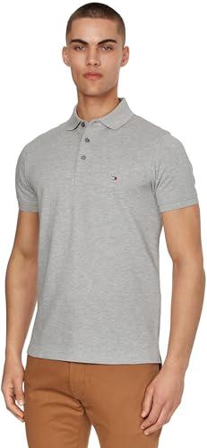 Tommy Hilfiger Maglietta Polo Maniche Corte Uomo 1985 Slim Slim Fit, Grigio (Light Grey Heather), L