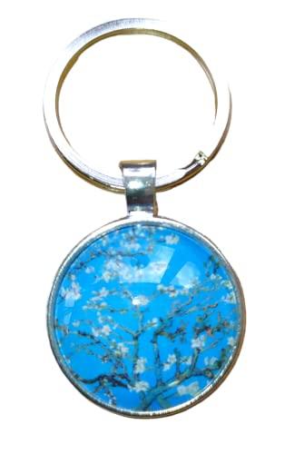 Portachiavi Ramo Di Mandorlo Fiorito realizzato a mano - idea regalo per Donna, Uomo - Cabochon-