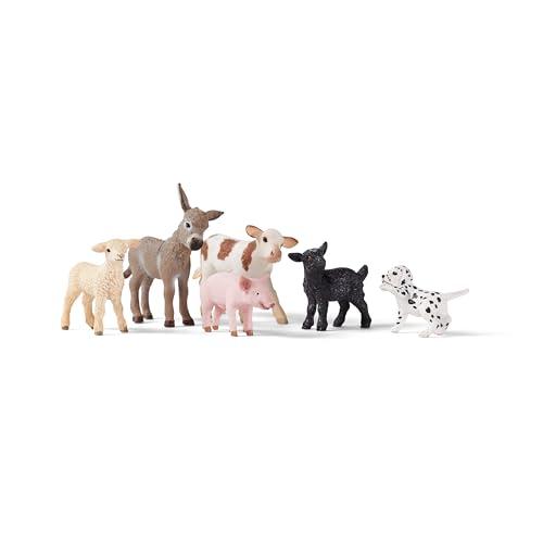 schleich Farm World | Set Animali della Fattoria 77534 con Cane, Maiale, Capra, Pecora e Asino | Giocattolo da Fattoria dai 3 Anni | Set da 6 Pezzi | Esclusiva Amazon