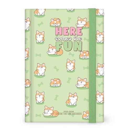 Legami - Agenda Giornaliera Fotografica 2025-2026, Corgi, 16 Mesi Medium, Diario da Settembre 2025 a Dicembre 2026, Chiusura con Elastico, Carta Certificata FSC, 12 x 18 cm