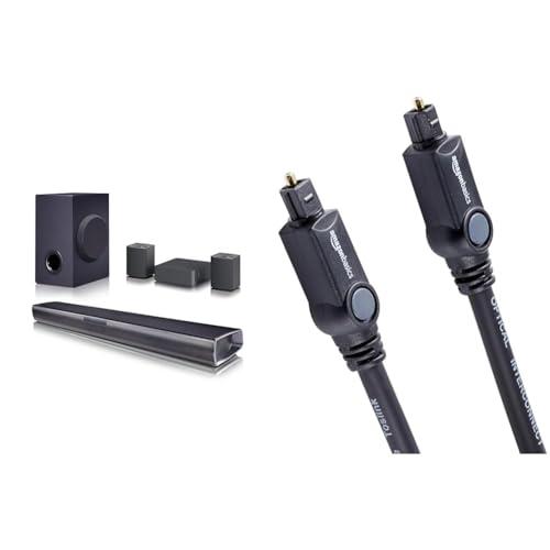 LG SQC4R - Barra audio intelligente, 220 W, Dolby Digital, compatibile con LPCM, Equalizzatore di Bassi, 4.1 Canali, Nero & Amazon Basics Cavo audio ottico digitale Toslink, 1 m,Nero