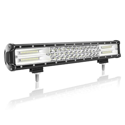 Willpower Barra LED Fuoristrada 46cm 252W Barra Luce a Led 12V Combinazione di Fascio Spot e Fascio Inondazione Impermeabile Fari LED Luce da Lavoro Trattore Auto Camion Barca 4x4 ATV