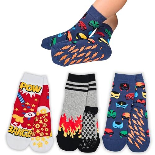 LEON D'ORO Calzini Bambino Antiscivolo Cotone 3 Paia Calze Bimbo abs scuola casa gonfiabili, Made in Italy (IT, Numero, 29, 34, ASS1 3 paia)