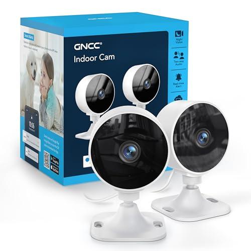 GNCC GC3 Kit 2 Telecamere WiFi Interno, Videocamera Sorveglianza 1080P per Bambini/Animali, Obiettivo Fisso, Installazione Facile, Rilevamento Movimento, 2.4G, Cloud e Micro SD, Abbonamento Richiesto