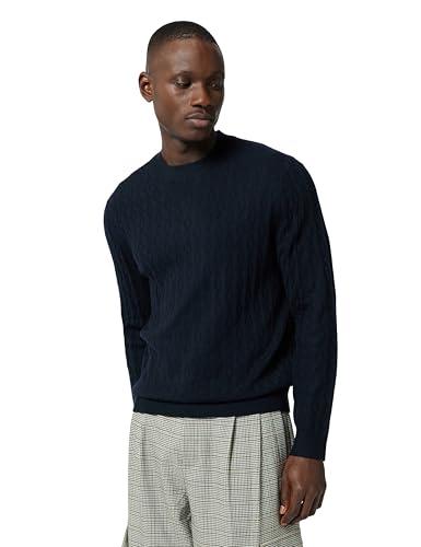Armani Exchange Felpa da Uomo, a Maniche Lunghe, con Logo Monogram, Blu, L, Navy Scuro, L