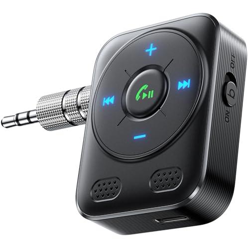 JOYROOM 2026 Adattatore Bluetooth Auto con AUX Bluetooth 5.4 Ricevitore: BASS & HiFi Stereo, tempo di riproduzione 16 ore, doppio microfono vivavoce, tasti LED, adattatore AUX per autoradio/cuffie