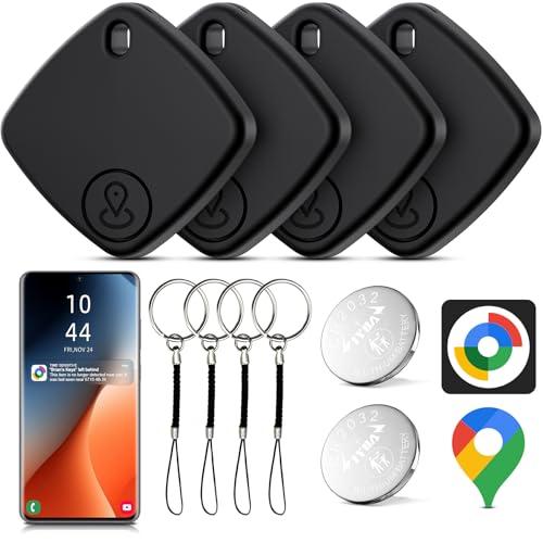 Air Tracker Android, 4 Pezzi Smart Tag Android Trova Oggetti, Funziona con Google's Find Hub, Air Tracker Tags Bluetooth Localizzatore Chiavi per Chiavi/Bagagli/Valigie/Portafogli (Nero)