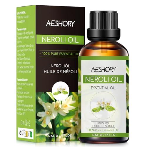 AESHORY Olio Essenziale di Neroli 50ML, Naturali Olio Aromaterapico di Neroli, Olio Profumati Premium per Diffusori, Massaggio, Bagno, Cura della Pelle, Rilassamento e Calma