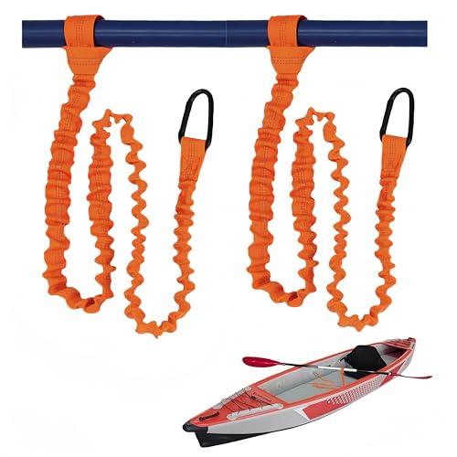 Granmagazz 2 Pezzi Guinzaglio per pagaia per Kayak, Guinzaglio per pagaia, Kayak Paddle Leash, 1.5m Estensibile Kayak Paddle Leash con Moschettone per Canoa, Barca,Kayak(Arancione)