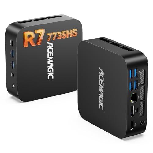 ACEMAGIC M1 AMD Ryzen 7 7735HS Mini PC (8C/16T, jusqu'à 4,75GHz), 24GB LPDDR5 512GB NVMe SSD Mini Desktop Computer,Windows 11 Pro/4K Triplo Display/WiFi 6/BT 5.2 Micro Gaming PC