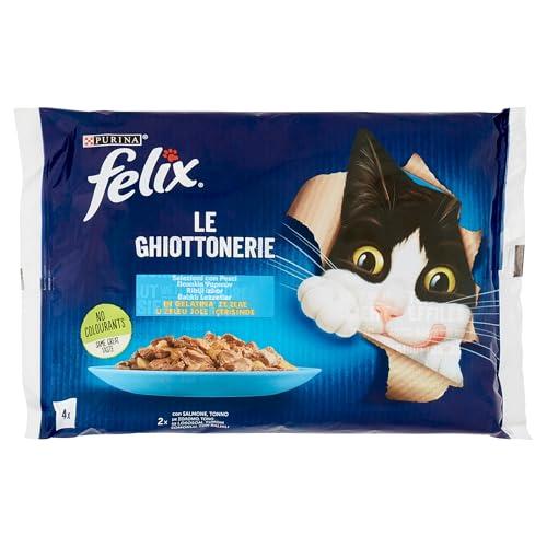 Purina Felix Le Ghiottonerie Cibo Umido per Gatti con Salmone e Tonno, 4 x 85g