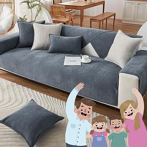 Docxide Funny Couch Cover, Herringbone Divano Cover, Funnyfuzzy Herringbone Chenille Fabric Furniture Protector Sofa Cover (Grey,90 x 160 cm/35,4 x 63 in)