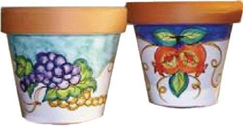VASO IN TERRACOTTA E CERAMICA ARTISTICA DI VIETRI – DIPINTO A MANO; DIAMETRO CM. 29, ALTEZZA CM. 26.