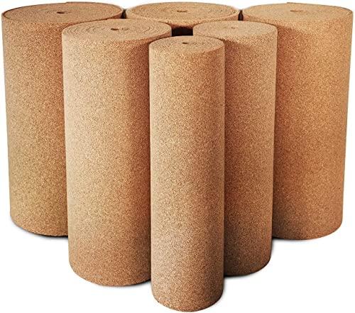 Rotolo di sughero, base isolante naturale, versatile, isolante acustico e termico, disponibile in diversi spessori e lunghezze, 2 mm, 100 x 200 cm
