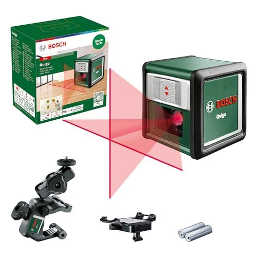 Bosch livella laser a croce Quigo con morsetto snodabile MM 2 (allineamento facile e preciso con posizionamento versatile, in cartone)