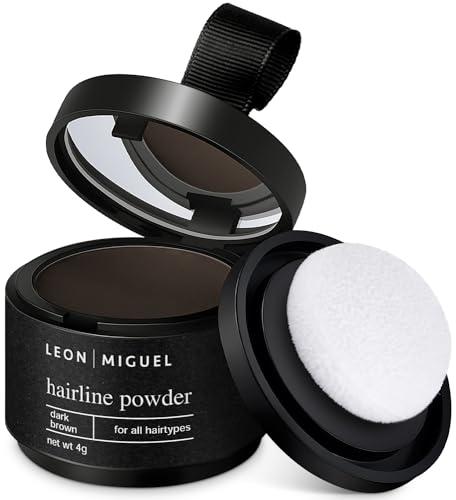 Leon Miguel® Hair Line Powder – Correttore/approccio Puder | per capelli e capelli su crescita attraverso Shadow Make Up | Resistente all' acqua (marrone scuro)