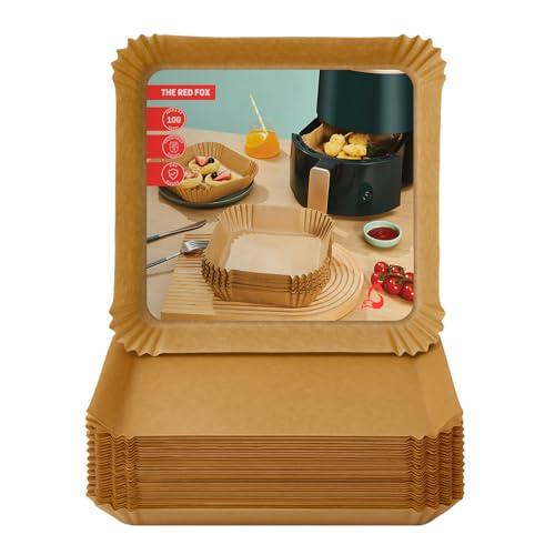 Carta forno per friggitrice ad aria - Carta friggitrice ad aria quadrata 100 fogli da 24x24cm - carta da forno da 5 a 8 litri per friggitrice ad aria per uso alimentare - BPA Free