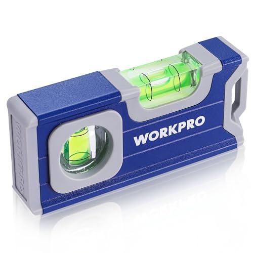 WORKPRO Mini Livella a Bolla Magnetica in Alluminio 115mm, Livella a Bolla Misurazione Orizzontale/Verticale, Adatto per uso domestico, ristrutturazione, fai da te