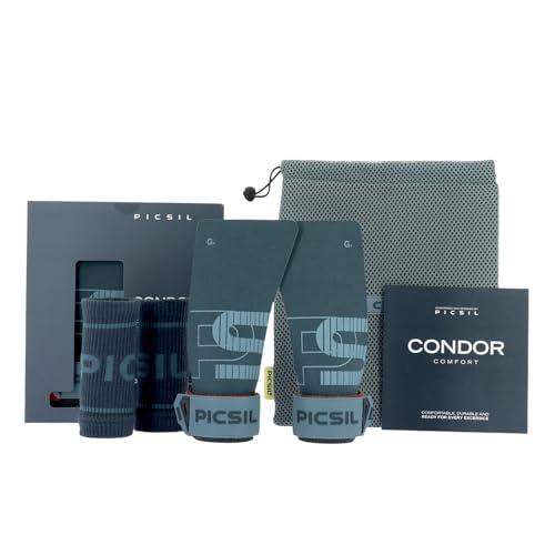 PICSIL - Paracalli Condor, Grips Professionali per Protezione Mani, Uso con Magnesio, con Astuccio e Polsini, Ideale per Cross Training, Calistenics, e Fitness (Midnight, G)