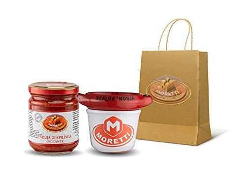Moretti® Vasetto 180g Di Nduja Di Spilinga Piccante Con Scalda Nduja | Artigianale e Originale | Salame Calabrese Spalmabile