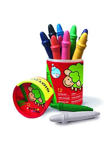 GIOTTO Be-bè - Barattolo da 12 Pastelloni a Cera Colorati, 12 Colori Assortiti