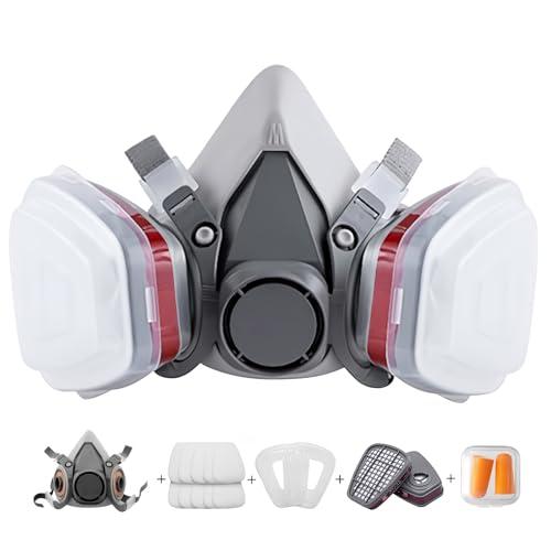 Maschera traspirante riutilizzabile con 10 filtri - Respiratore a mezza maschera per la lavorazione del legno, saldatura, lucidatura e protezione del lavoro