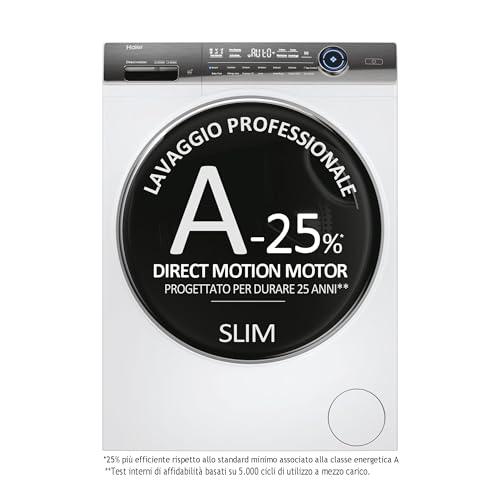 Haier I-Pro Serie 7 Plus, Lavatrice a carica frontale 9 KG, Libera Installazione, Classe A-25%, 1400 giri, Opzione Vapore, 14 programmi, App hOn, AxLxP 85x60x53 cm, Bianca - HW90-B14IGIT