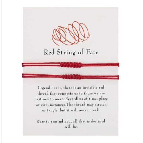 PNPGDYK 2 Pezzi Bracciale Coppia filo rosso, Bracciale Portafortuna Donna, Regali Di Coppia, Bracciale Filo Rosso Del Destino, Bracciali Coppia Regalo per Coppia