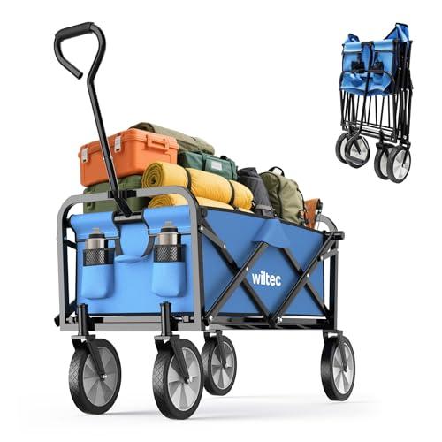 Wiltec Carretto a mano pieghevole, max 68 kg, tessuto impermeabile blu, Carrello