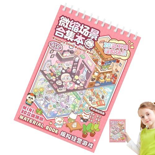 Sticker Book, Reusable Miniature Scene Stickers, House Scene Stickers - Miniature 3d Sticker Collection - Make Your Own Room Three Dimensional Visual Effect for Phone Case & Tablet