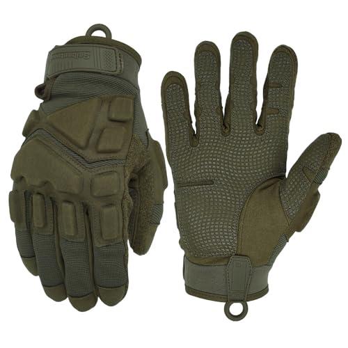 Seibertron Brevettato S.O.L.A.G 2.0 - Guanti tattici per lo sport, impermeabili,per airsoft, caccia. escursionismo, equitazione,ciclismo, moto, arrampicata, dita intere, verde militare, XL