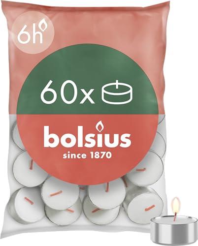 Bolsius D-light Tealight – 60 pezzi – in sacchetto – Lunghezza 6 ore – Candele decorative per la casa – Bianco – Contiene cera naturale – Senza olio di palma