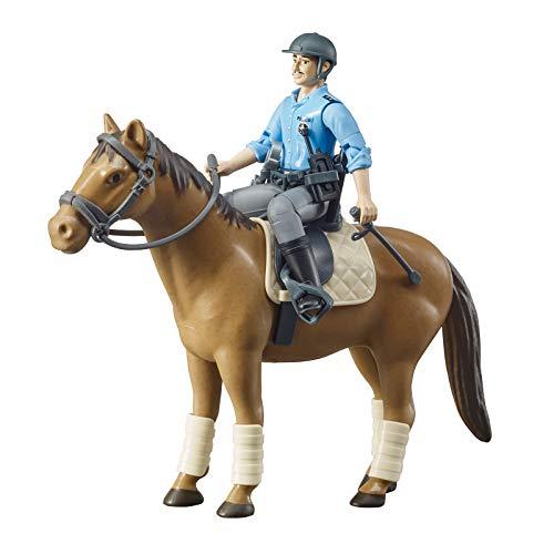 bruder 62507 - Cavallo con agenti di polizia, equipaggiamento da equitazione e polizia, figura giocattolo, animale, stazione di polizia
