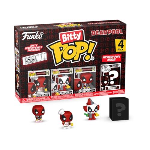 Funko Bitty Pop! Deadpool (Backyard Griller), Deadpool (Clown), Deadpool (Bedtime) E una Mini Figura Misteriosa a Sorpresa - 0.9 Inch (2.2 Cm) da Collezione - Ripiano Espositivo Impilabile Incluso