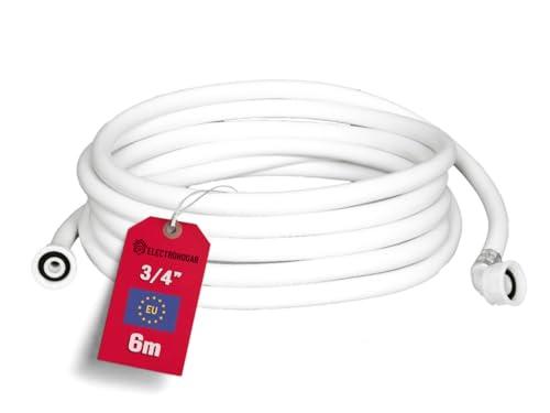 ELECTROHOGAR® Tubo Carico Lavatrice e Lavastoviglie | Da 1,5M a 6M | Tubo Flessibile Universale per Ingresso Acqua | Filettatura Standard Compatibile con Tutte le Marche: Electrolux, Bosch, LG...(6M)