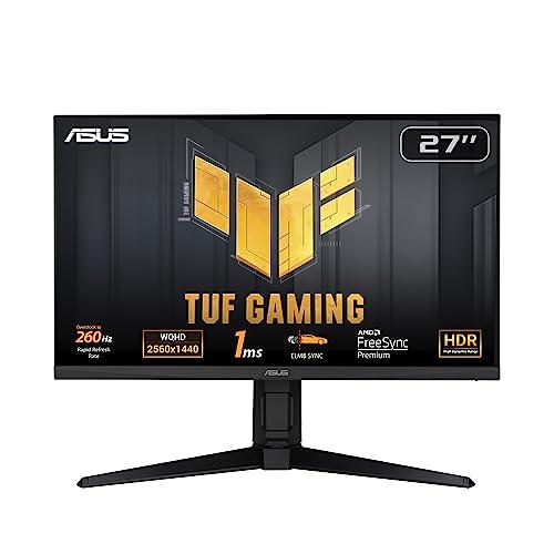 ASUS TUF Gaming VG27AQML1A Monitor Gaming 27” pollici, QHD (2560x1440), 260 Hz, ELMB, FreeSync Premium, 1 ms (GTG), Overdrive variabile, 100% sRGB, DisplayHDR 400, Nero