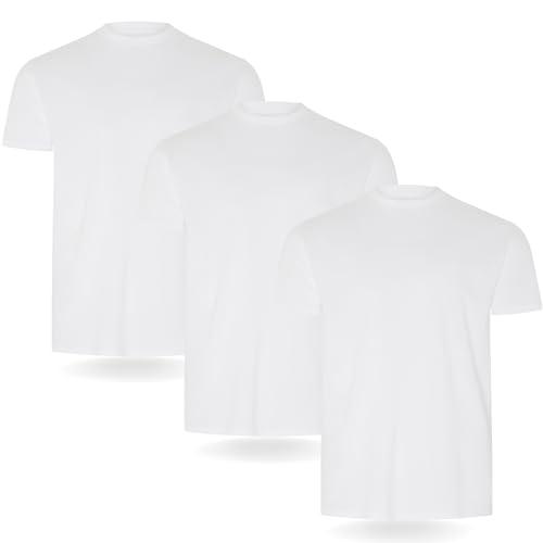 FM London Confezione da 3/5 Maglietta da Uomo, T-Shirt Premium con Design Leggermente Aderente, Maglietta Super Morbida Realizzata in Cotone 100%, Bianco (3 Pezzi), L