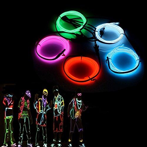 El fili,Sunboia 5 x 1 m luci al neon Glowing Strobing Dance party costume Decor Light flessibile el corda neon Sign impermeabile striscia LED con controller indoor/outdoor Decorations