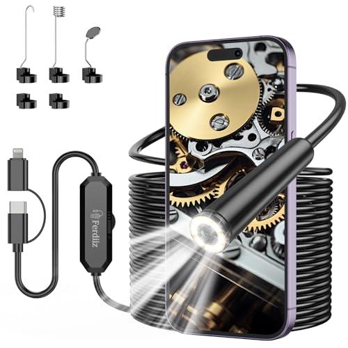 Ferdiiz Endoscopio per Smartphone, 1920P HD Telecamera Endoscopica con 8 LED, Sonda Impermeabile IP67 per Ispezione Tubi, per Android e iOS senza WiFi - 32,8 ft/10 m