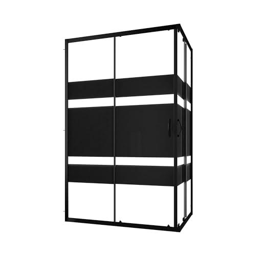 Box Doccia Angolare 70x90 cm Vetro Serigrafato 4 mm Profili Neri H185cm Mod. Willis