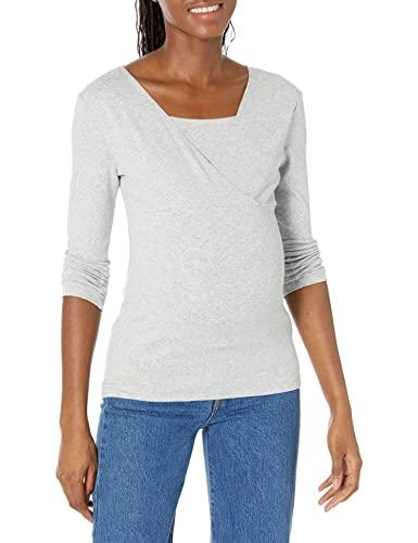 Amazon Essentials Top Premaman con Scollo a V per L'Allattamento Donna, Grigio, XXL